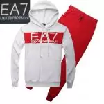 armani survetement ea7 hommes hoodie air03 blance rouge